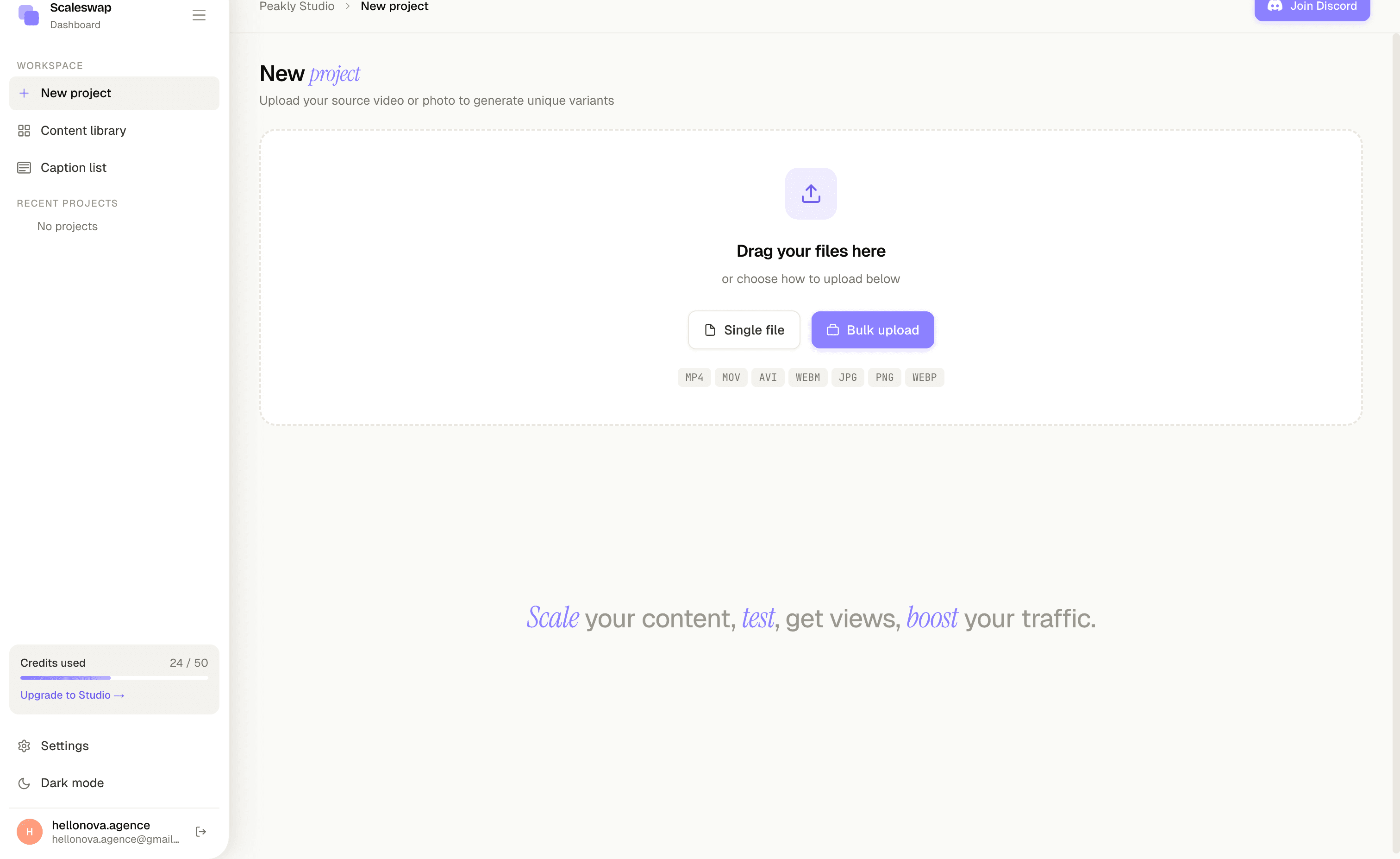 Scaleswap dashboard